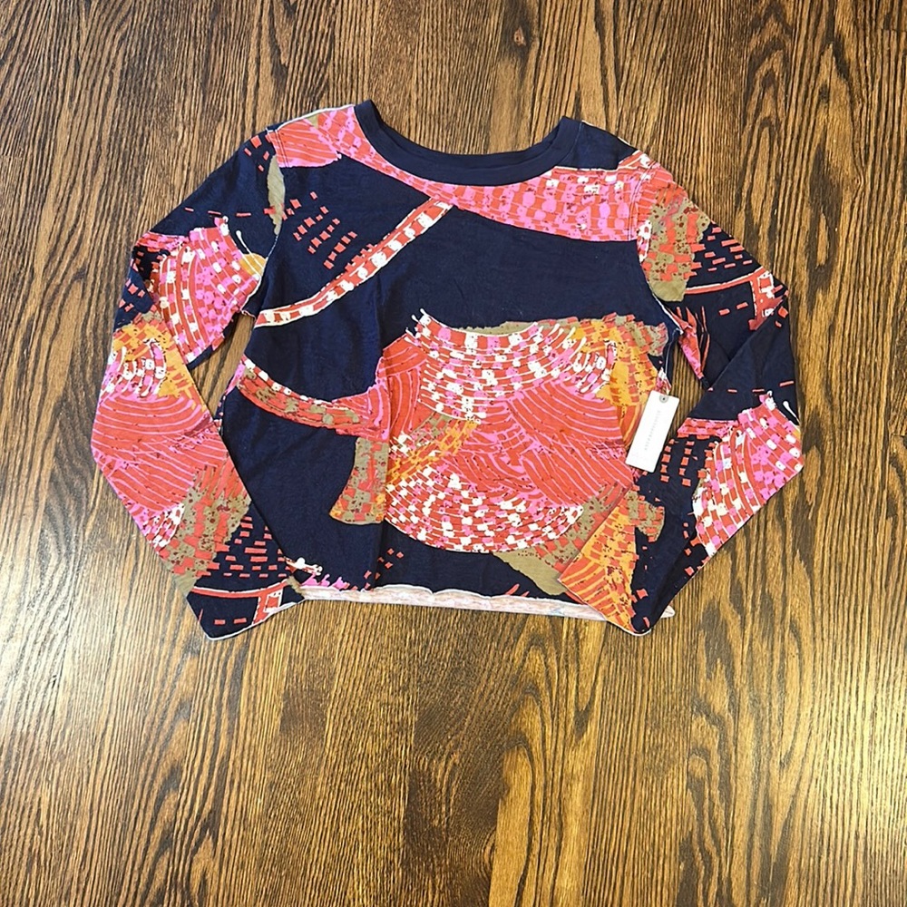 Anthropologie Multicolor Abstract Crop Top